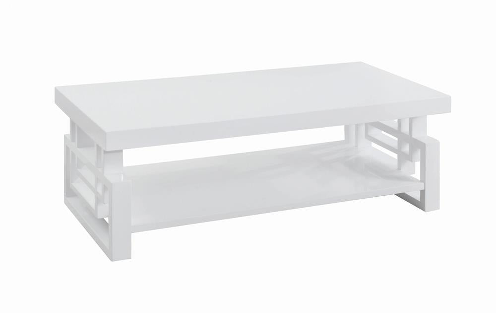 Schmitt Rectangular Coffee Table High Glossy White - U&U Home Budget Furniture (Carteret, NJ)