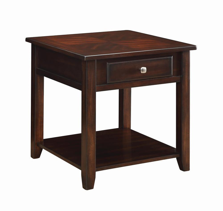Bradford Square 1-shelf End Table Walnut - U&U Home Budget Furniture (Carteret, NJ)