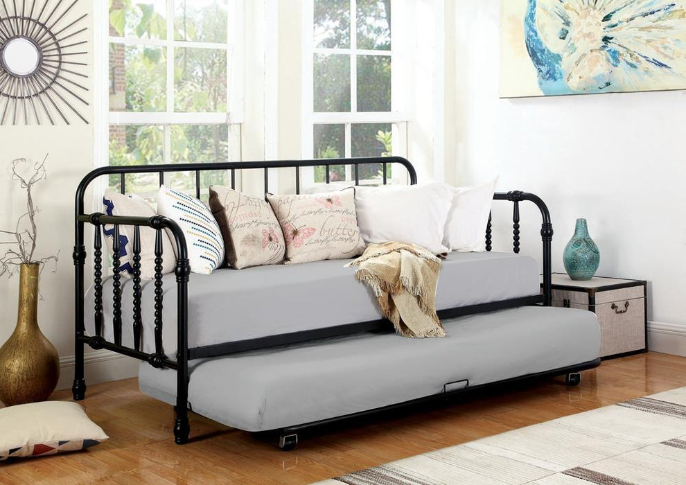 Marina Twin Metal Daybed with Trundle Black - U&U Home Budget Furniture (Carteret, NJ)