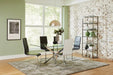 Carmelo X-shaped Dining Table Chrome and Clear - U&U Home Budget Furniture (Carteret, NJ)