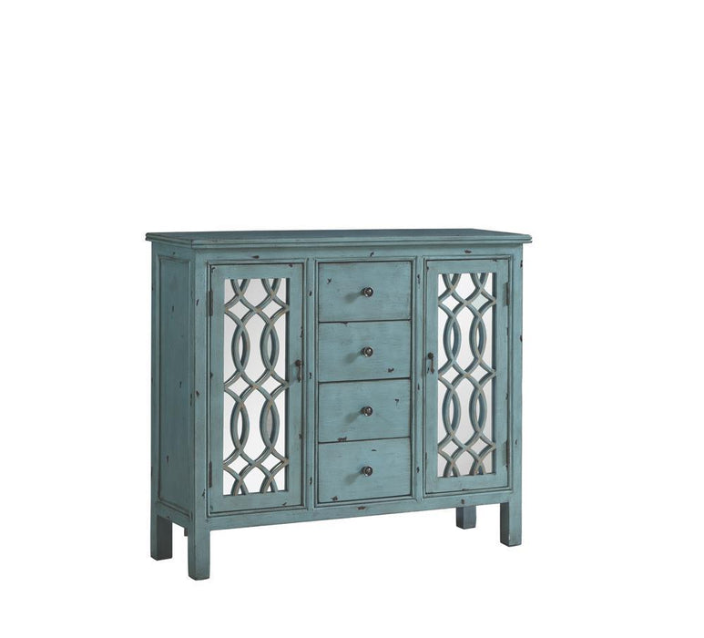 Rue 4-drawer Accent Cabinet Antique Blue - U&U Home Budget Furniture (Carteret, NJ)