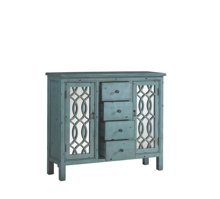 Rue 4-drawer Accent Cabinet Antique Blue - U&U Home Budget Furniture (Carteret, NJ)