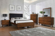 Robyn California King, E.King, & Queen Bed with Upholstered Headboard Dark Walnut - U&U Home Budget Furniture (Carteret, NJ)