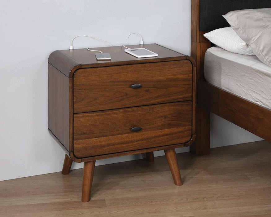 Robyn 2-drawer Nightstand Dark Walnut - U&U Home Budget Furniture (Carteret, NJ)