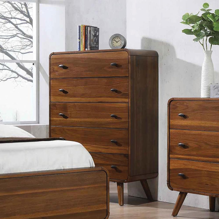 Robyn 5-drawer Chest Dark Walnut - U&U Home Budget Furniture (Carteret, NJ)