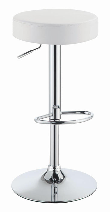 Ramses Adjustable Backless Bar Stool Chrome and White - U&U Home Budget Furniture (Carteret, NJ)
