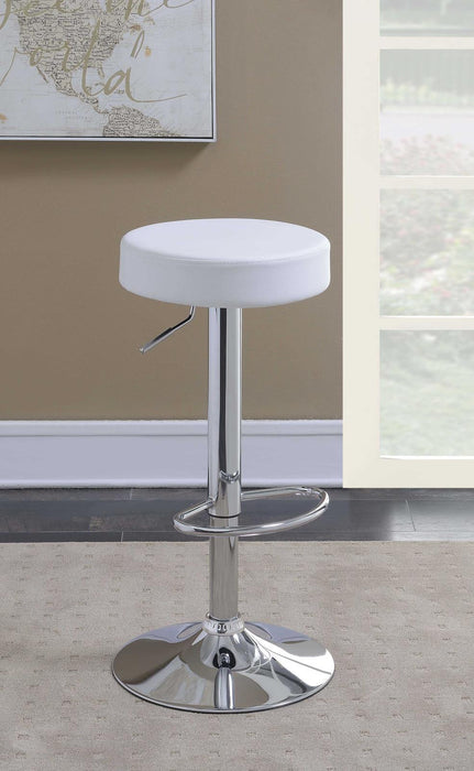 Ramses Adjustable Backless Bar Stool Chrome and White - U&U Home Budget Furniture (Carteret, NJ)