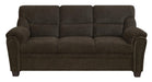 Clementine Upholstered Sofa with Nailhead Trim Brown - U&U Home Budget Furniture (Carteret, NJ)