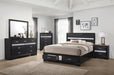 Miranda California King. E.King, & Queen 2-drawer Storage Bed Black & White - U&U Home Budget Furniture (Carteret, NJ)