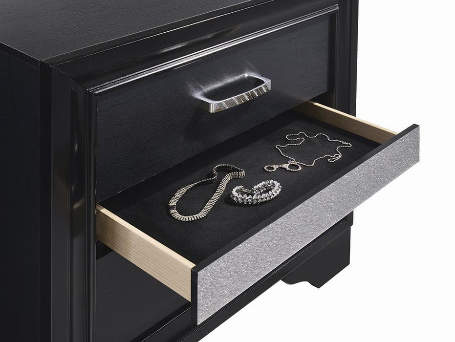 Miranda 2-drawer Nightstand Tray Black - U&U Home Budget Furniture (Carteret, NJ)