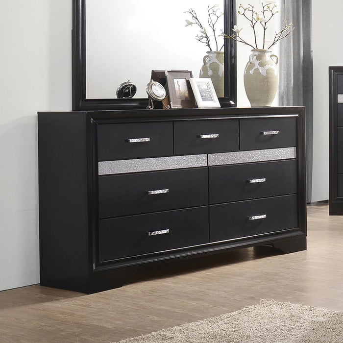 Miranda 7-drawer Dresser Black and Rhinestone - U&U Home Budget Furniture (Carteret, NJ)