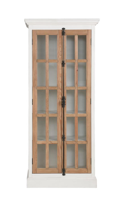 Tammi 2-door Tall Cabinet Antique White and Brown - U&U Home Budget Furniture (Carteret, NJ)