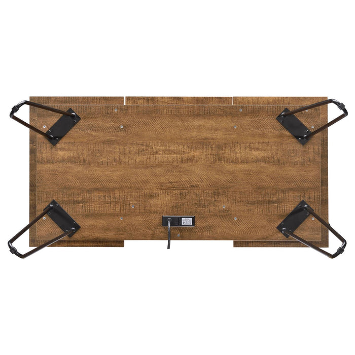 Sheeran Writing Desk with 4 Hidden Storages Rustic Amber - U&U Home Budget Furniture (Carteret, NJ)