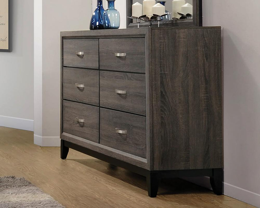 Watson 6-drawer Dresser Grey Oak and Black - U&U Home Budget Furniture (Carteret, NJ)