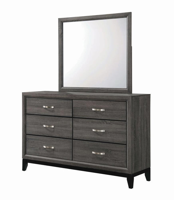 Watson 6-drawer Dresser Grey Oak and Black - U&U Home Budget Furniture (Carteret, NJ)