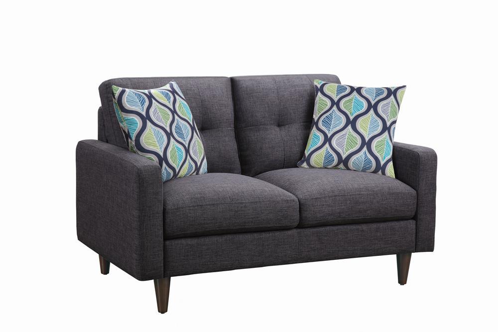 Watsonville Tufted Back Loveseat Grey - U&U Home Budget Furniture (Carteret, NJ)