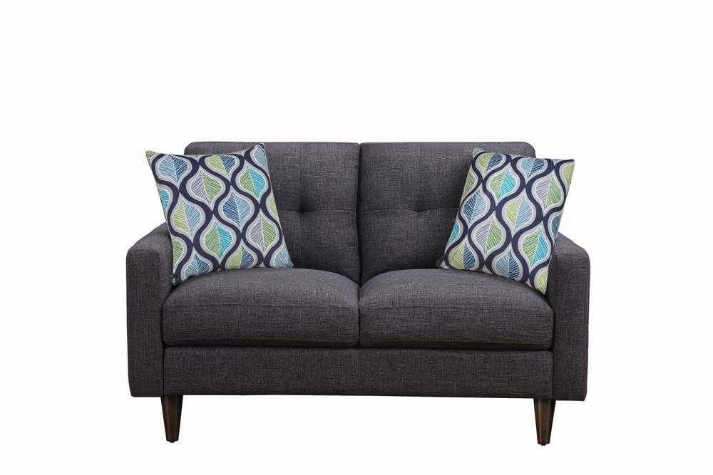 Watsonville Tufted Back Loveseat Grey - U&U Home Budget Furniture (Carteret, NJ)