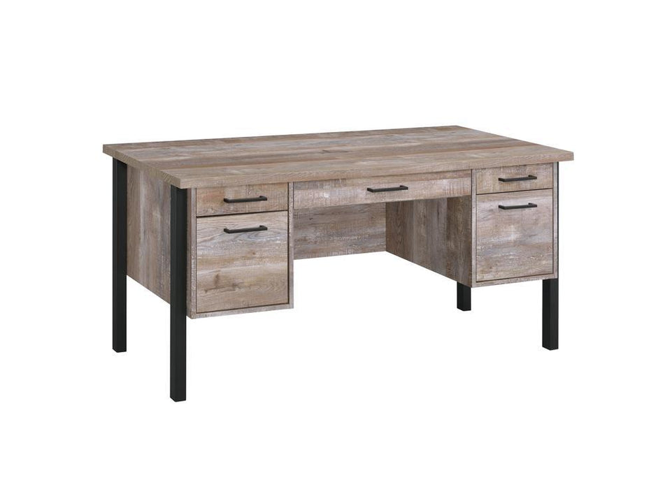 Samson 4-drawer Office Desk Weathered Oak - U&U Home Budget Furniture (Carteret, NJ)