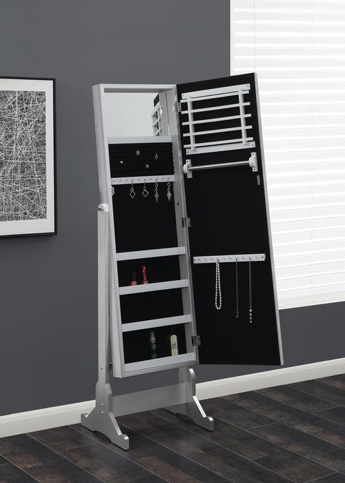 Moore Jewelry Cheval Mirror Silver - U&U Home Budget Furniture (Carteret, NJ)