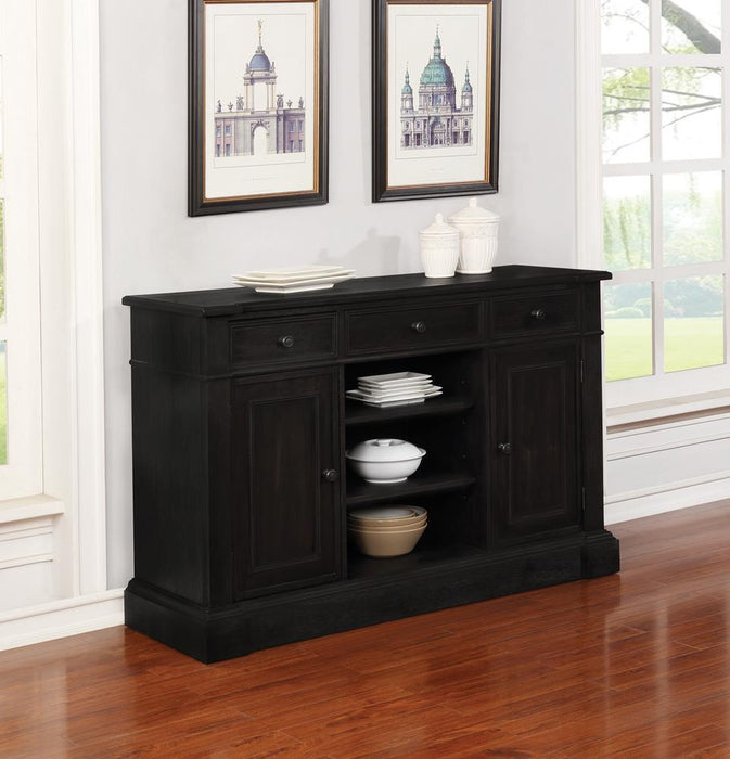 Phelps 2-door Rectangular Server Antique Noir - U&U Home Budget Furniture (Carteret, NJ)