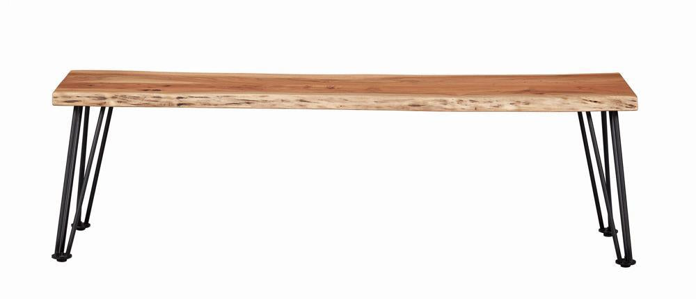 Sherman Bench Natural Acacia and Matte Black - U&U Home Budget Furniture (Carteret, NJ)
