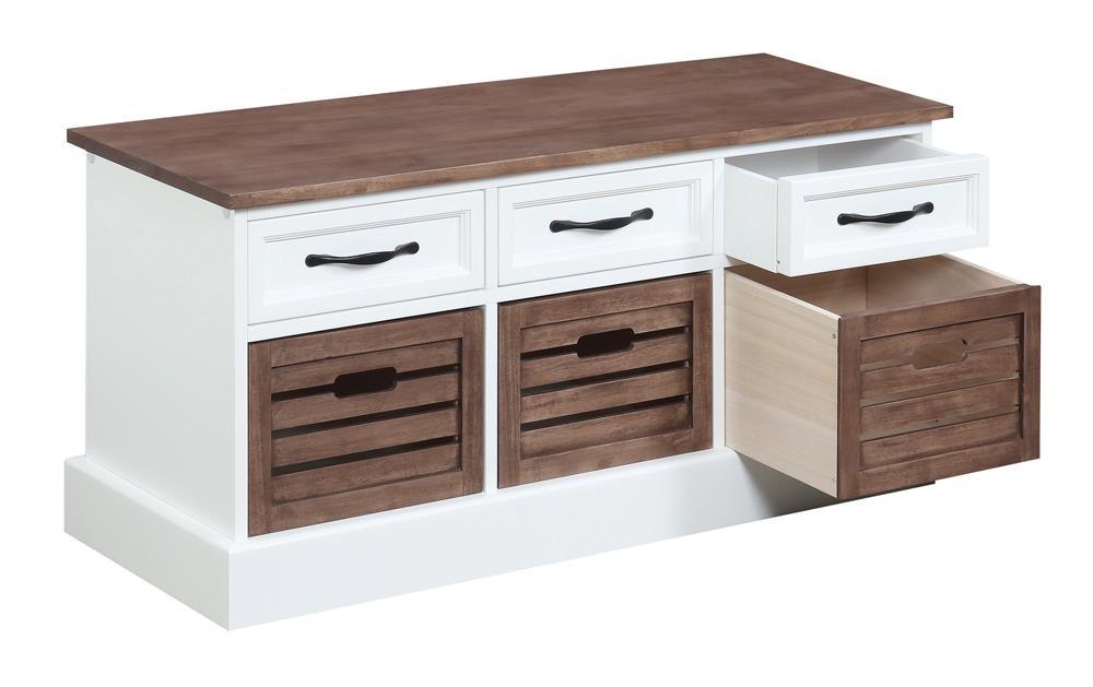 Alma 3-drawer Storage Bench Weathered Brown and White - U&U Home Budget Furniture (Carteret, NJ)
