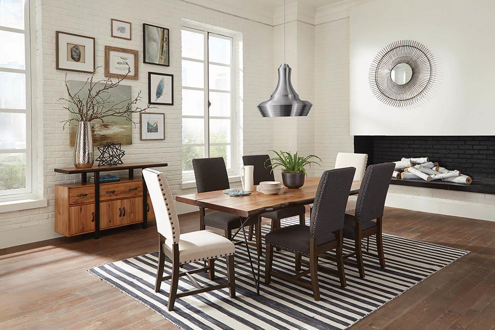 Twain Upholstered Side Chairs Beige (Set of 2) - U&U Home Budget Furniture (Carteret, NJ)