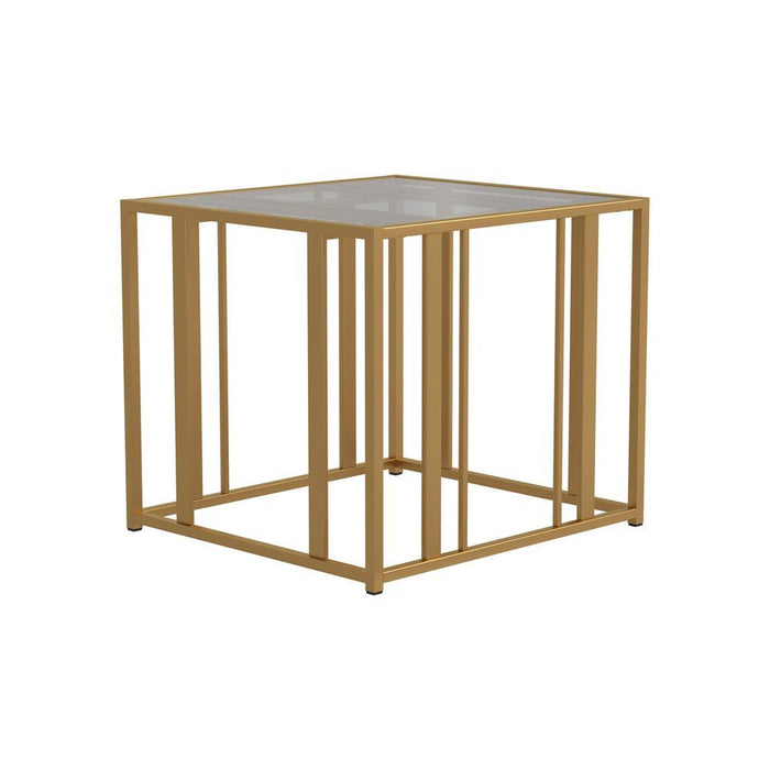 Adri Metal Frame End Table Matte Brass - U&U Home Budget Furniture (Carteret, NJ)
