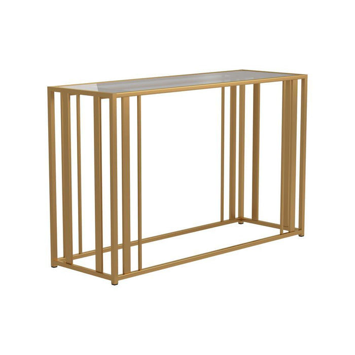 Adri Metal Frame Sofa Table Matte Brass - U&U Home Budget Furniture (Carteret, NJ)