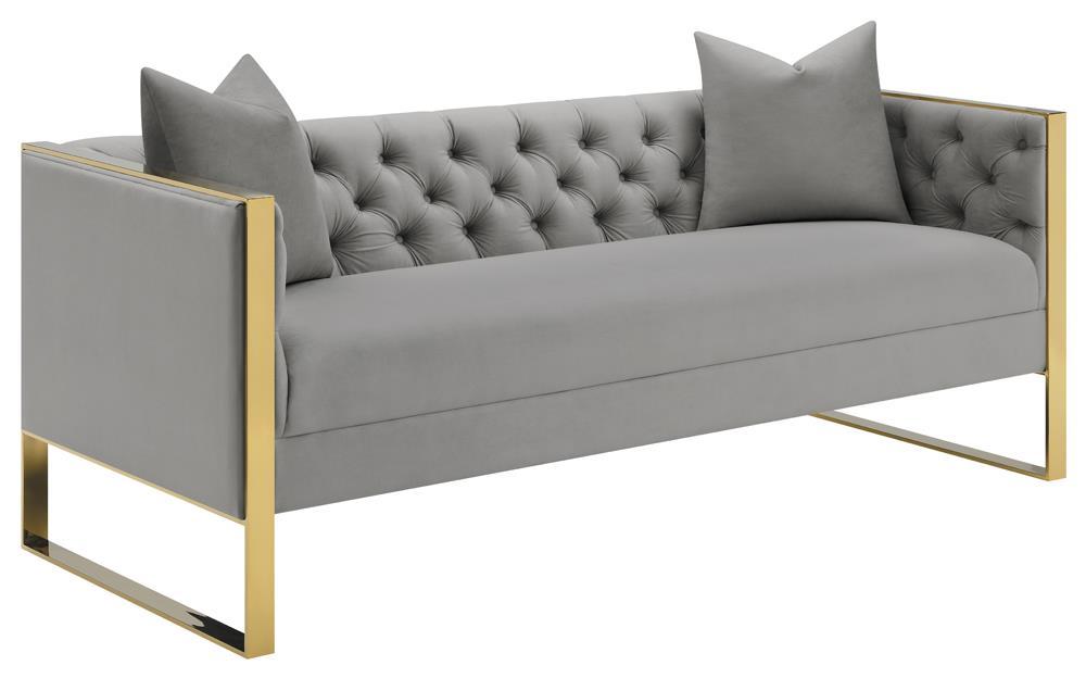 Eastbrook Tufted Back Sofa Grey - U&U Home Budget Furniture (Carteret, NJ)