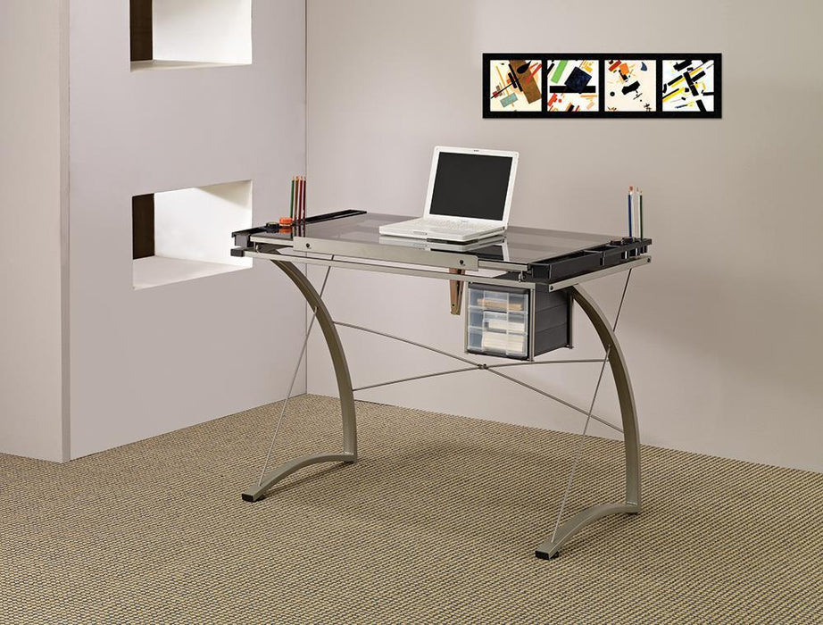 Melo 3-Drawer Drafting Desk Champagne - U&U Home Budget Furniture (Carteret, NJ)