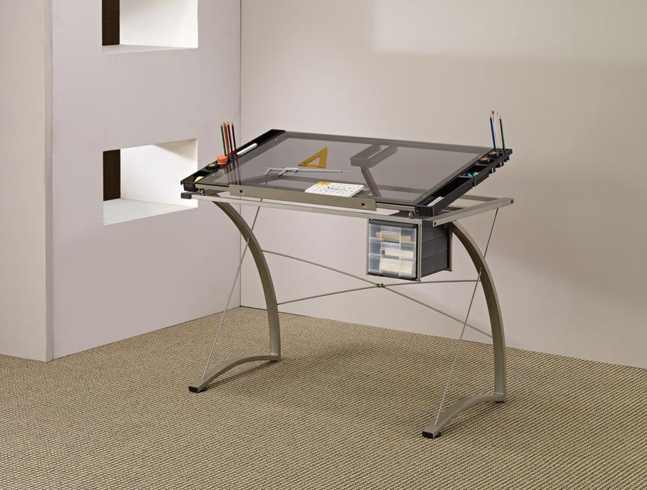 Melo 3-Drawer Drafting Desk Champagne - U&U Home Budget Furniture (Carteret, NJ)