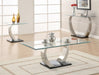 Pruitt Glass Top End Table Clear and Satin - U&U Home Budget Furniture (Carteret, NJ)