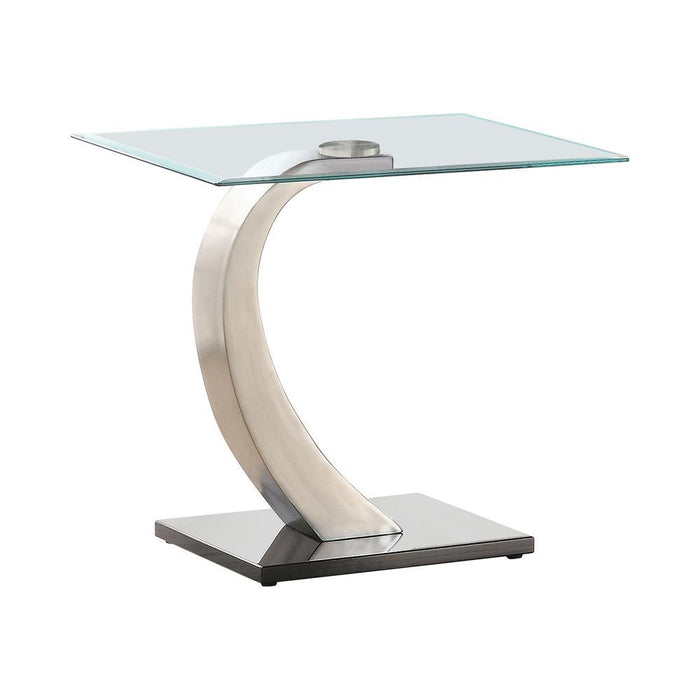 Pruitt Glass Top End Table Clear and Satin - U&U Home Budget Furniture (Carteret, NJ)