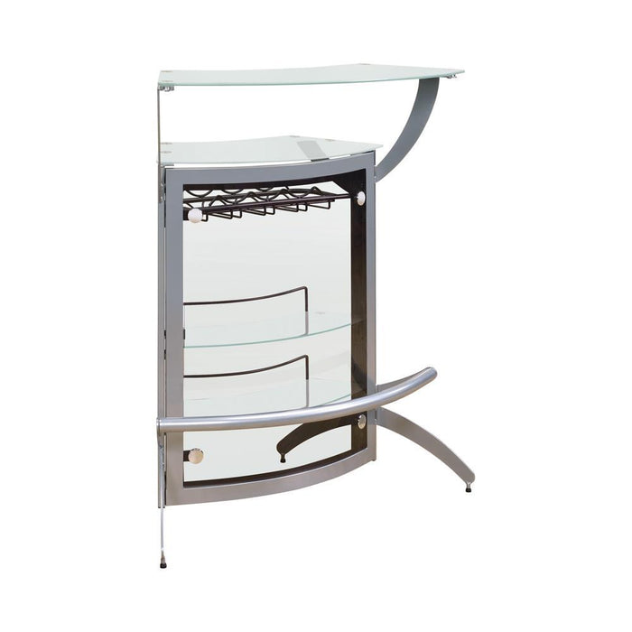 Dallas 2-shelf Home Bar Silver and Frosted Glass - U&U Home Budget Furniture (Carteret, NJ)