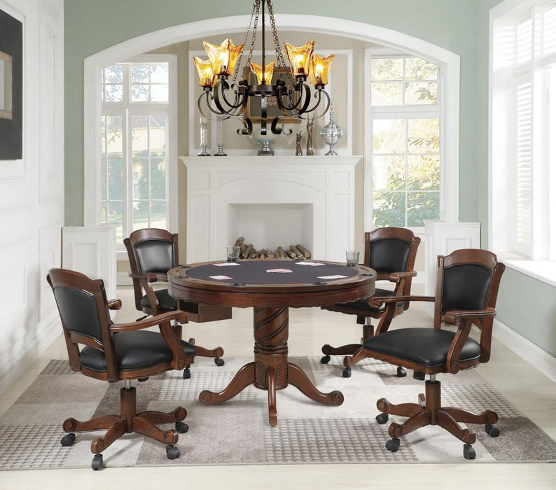 Turk Game Chair with Casters Black and Tobacco - U&U Home Budget Furniture (Carteret, NJ)