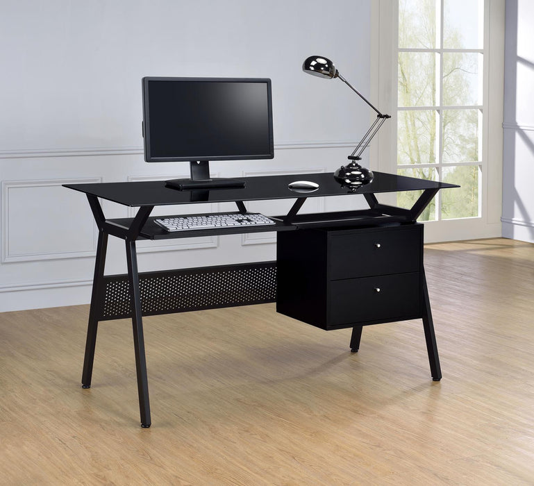 Weaving 2-drawer Computer Desk Black - U&U Home Budget Furniture (Carteret, NJ)