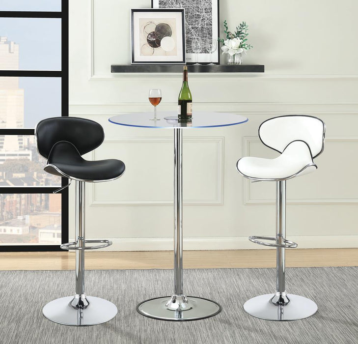 Edenton Upholstered Adjustable Height Bar Stools Black and Chrome (Set of 2) - U&U Home Budget Furniture (Carteret, NJ)