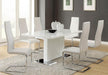 Anges T-shaped Pedestal Dining Table Glossy White - U&U Home Budget Furniture (Carteret, NJ)