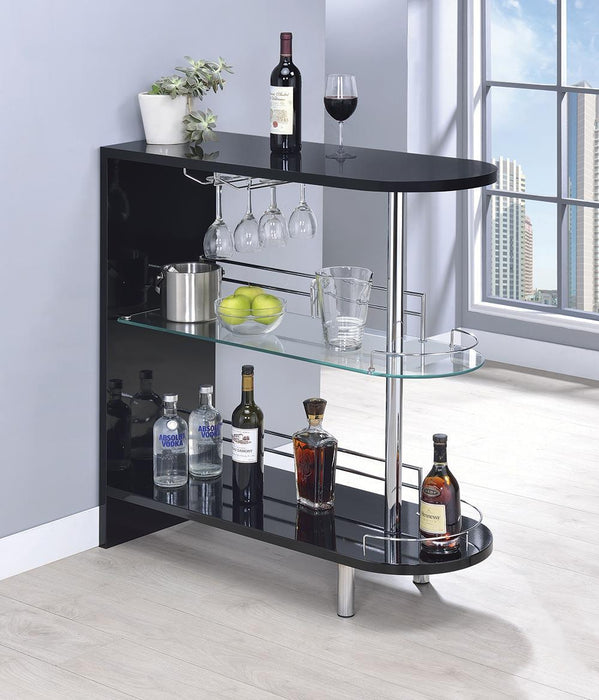 Adolfo 3-tier Bar Table Glossy Black and Clear - U&U Home Budget Furniture (Carteret, NJ)