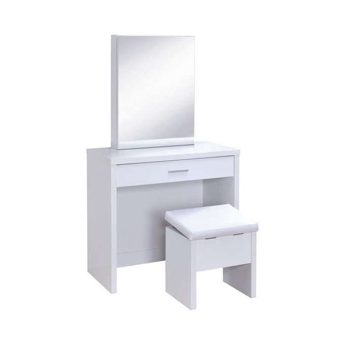 Harvey 2-piece Vanity Set with Lift-Top Stool White - U&U Home Budget Furniture (Carteret, NJ)