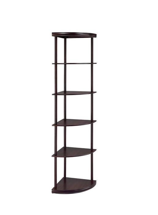 Bonwick 5-shelf Corner Bookshelf Cappuccino - U&U Home Budget Furniture (Carteret, NJ)