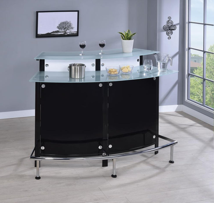 Keystone Glass Top Bar Unit Black - U&U Home Budget Furniture (Carteret, NJ)