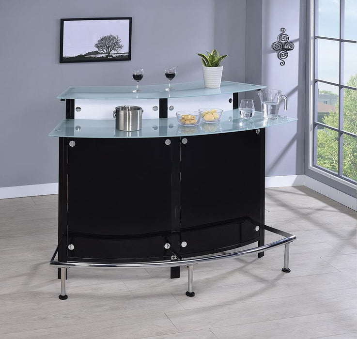 Keystone Glass Top Bar Unit Black - U&U Home Budget Furniture (Carteret, NJ)