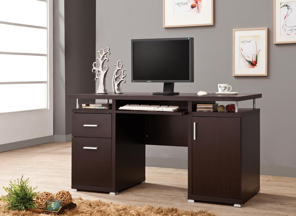 Tracy 2-drawer Computer Desk Cappuccino - U&U Home Budget Furniture (Carteret, NJ)