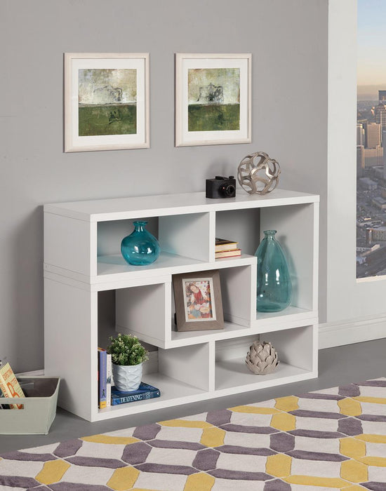 Velma Convertible TV Console and Bookcase White - U&U Home Budget Furniture (Carteret, NJ)