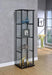 Cyclamen 4-shelf Glass Curio Cabinet Black and Clear - U&U Home Budget Furniture (Carteret, NJ)