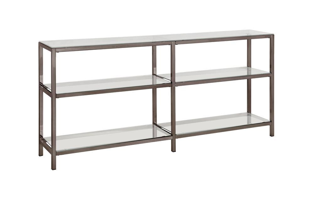 Kate 2-tier Bookcase Black Nickel - U&U Home Budget Furniture (Carteret, NJ)