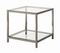 Trini End Table with Glass Shelf Black Nickel - U&U Home Budget Furniture (Carteret, NJ)