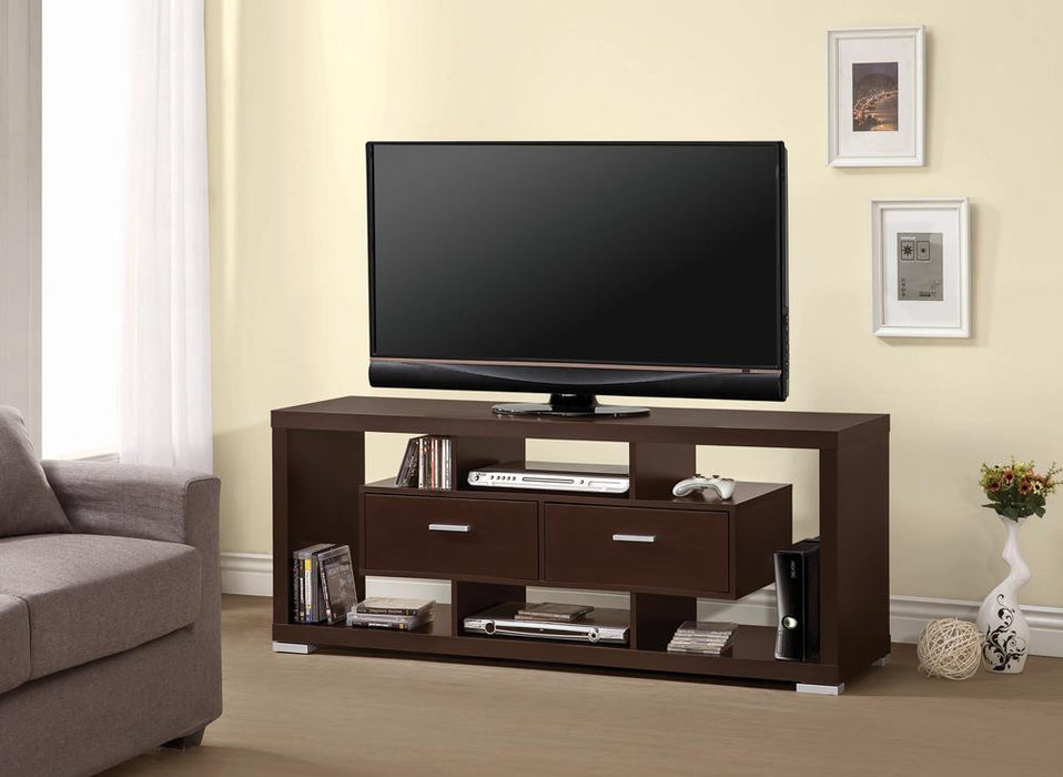 Casey 2-drawer Rectangular TV Console Cappuccino - U&U Home Budget Furniture (Carteret, NJ)